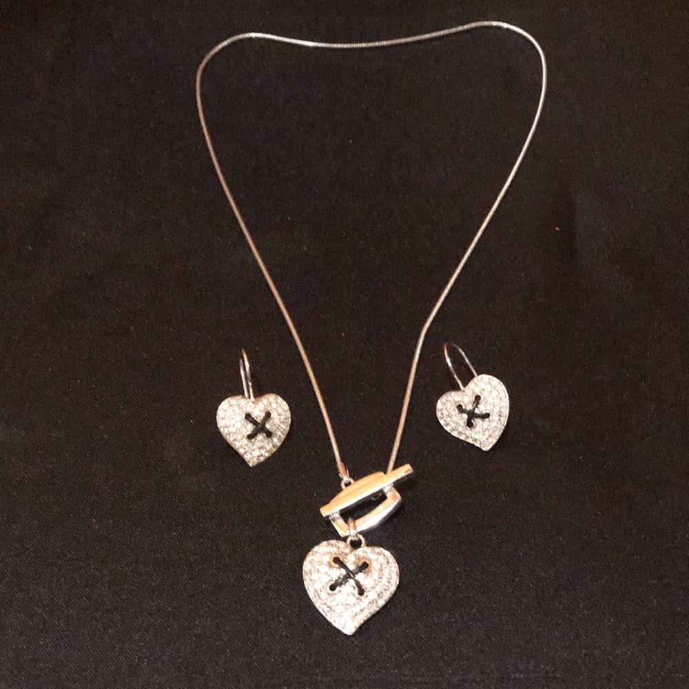 Heart Necklace & Earrings Jewelry Set